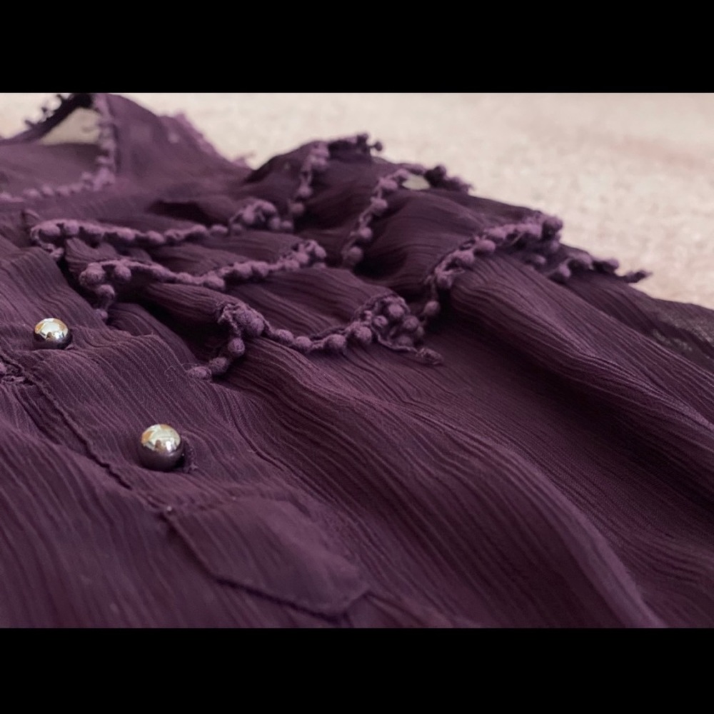 Express - XS Dark Purple Sheer Button Blouse 💜 - Picture 2 of 4